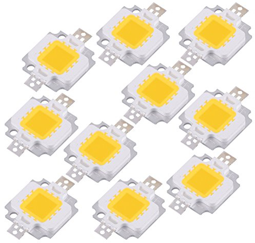 10 Uds. Chip LED SMD de 10W COB DC 9-12V para Reemplazo de Bombilla de Luz de Inundación Cálida/luz Blanca(Blanco cálido)