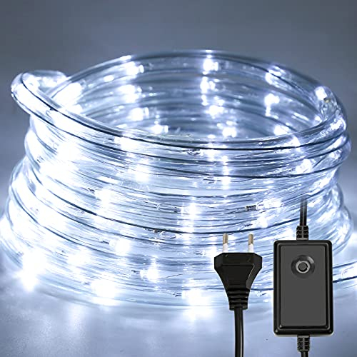Sonnewelt 20M LED Lichterschlauch Außen, 480 LEDs Wasserfest LED Schlauch für Auße, LED Lichterschlauch mit Timer und Speicherfunktion, für Innen Außen Party, Kaltes Weiß