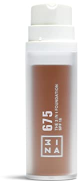 3INA MAKEUP - The 3 in 1 Foundation 675 - Fond de Teint Brun froid avec Sous-Teinte Neutre - Primer Anti-Cernes et Fond de Teint avec SPF 15 et Vitamine C - Vegan - Cruelty Free