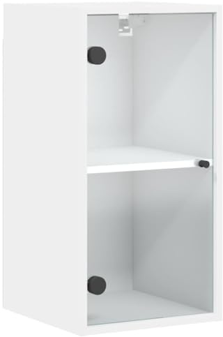 vidaXL Mobile a Muro con Ante in Vetro Bianco 35x37x68,5 cm