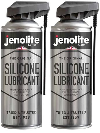 JENOLITE Silicone Spray Lubricant | 2 x 400ml | SMART STRAW | Multi-Purpose Lubricant | Heat Resistant, All-Weather Protection, Repels Dirt & Moisture, Non-Toxic Silicone Spray