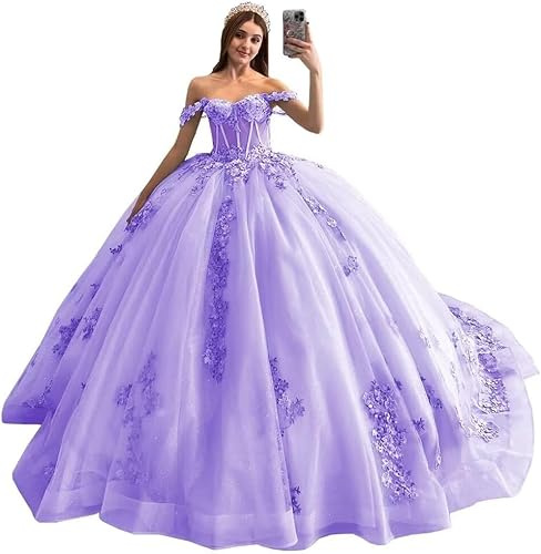 Yifanier Söta 16 Quinceanera-klänningar balklänningar tyll balklänningar glittrande spets pärla kvinceanera klänningar tyll 3D blommor fluffiga balklänningar glittrande spetsklänningar MT003, Mörk