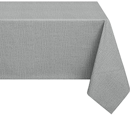 Romanstile plastic table cloths PVC vinyl Table Cloth wipe clean and waterproof,Oil cloth Tablecloths rectangular for Dining Birthday Party Outdoor Wedding Garden Summer,140x200 cm,55x78 inch,Grey