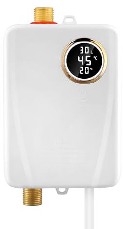 3000W Instant Water Heater, Mini Electric Tankless Instant Heater with LED Display, Under Sink Water Heater Constant Temperature for Shower Bathroom Kitchen