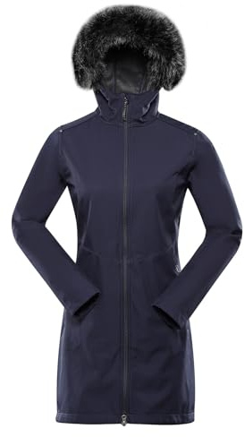 ALPINE PRO IBORA Veste d'hiver softshell pour femme, manteau tendance, manteau d'hiver avec capuche, manteau chaud robuste, imperméable, respirant, coupe-vent et exceptionnellement chaud, bleu, XXL