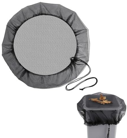 WHYCNIL 1 Pièce Filet pour Citerne de Pluie,Diamètre 80cm Filet de Protection pour Tonneau de Pluie avec Cordon Serrage,Filet Protection Réglable, Protection Contre Les Moustiques et Les Feuilles