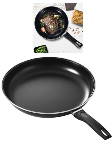Haofy Padella Rotonda Antiaderente, Materiale Metallico Robusto, per Fornelli a Gas e a Induzione, Facile da Lavare, Pentole in Ceramica con Manico, per Tutti i Progetti di Cucina (25CM)