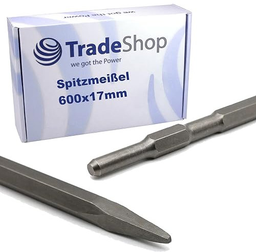 Trade-Shop Cincel puntiagudo 17 x 600 mm para martillo perforador con inserción SDS-Plus (Ø 17 mm)/ trabajos de demolición de hormigón, mampostería, etc