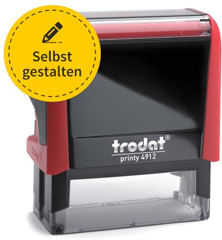 Trodat Printy 4912 - Timbro aziendale, 47 x 18 mm, custodia rossa, timbro per indirizzi