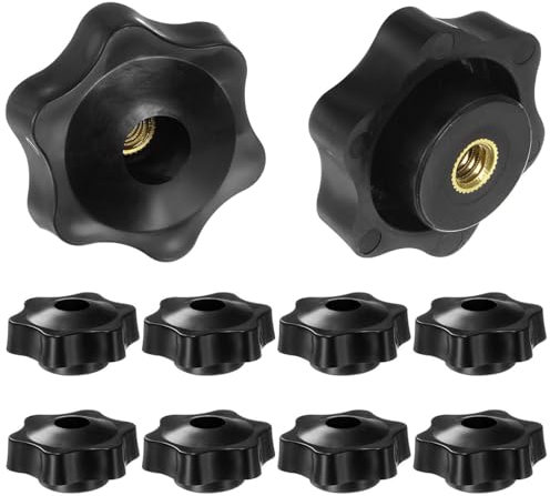 10 Pcs M6 Star Clamping Nuts,M6 Wing Nut,Thumb Handle Screws Tightening Tool Quick Knobs Grip Set Furniture Bolts,Plastic with Copper Replacement for Machine Tools Machines Furniture Fitness Equipment