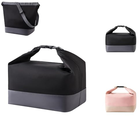 YUDANSI Insulated Lunch Bag for Men Women, Cooler Bag with Adjustable Shoulder Strap Carrying in 2 Ways-Shoulder or Handle, Polyester, Leakproof, for Daily Work Office School Picnic Camping, 8L-Black