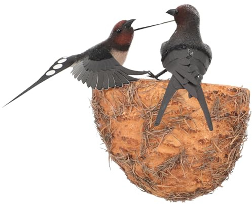 Ciieeo Nid D'hirondelle Artificiel Nid Simulé Décoration Murale Rustique pour Jardin et Patio Ornement Extérieur Réaliste D’Oiseau pour Aménagement Paysager Figurine de Oiseau Décorative