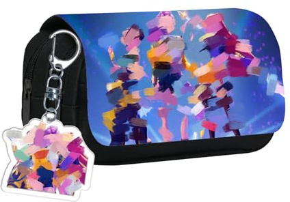 FOSDICK Astuccio 3 Scomparti Bambina Anime Astuccio Grande Capacità, Astucci Zip con Portachiavi, Cartone Animato Portacolori, Astuccio Portapenne per Bambini, Adolescenti, Studenti, Scuola, Ufficio