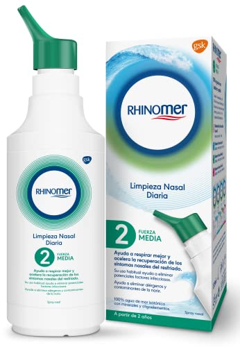 Rhinomer Spray Nasal 100% Agua de Mar, Fuerza Media 2, Para Adultos y Niños a Partir de 2 Años, 135 ml