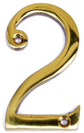 MASIDEF Home System DY22002M Numero Civico 2, Altezza 8 cm, in Ottone Lucido