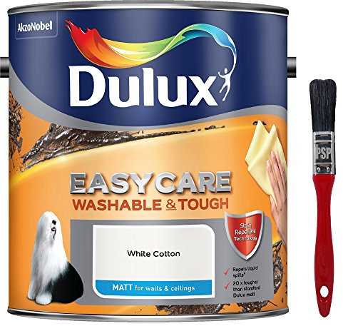 New 2017 Dulux Easycare Washable & Tough Matt White Cotton 2.5L with Unique Stain Repellent Technology. Includes PSP Touch-up Brush.