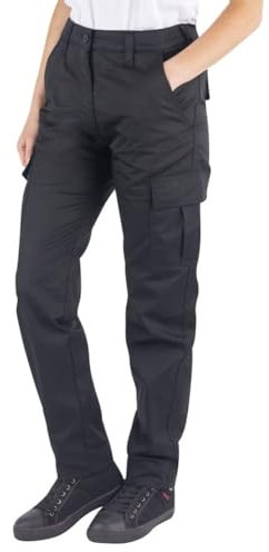 Lee Cooper LCLPNT241 Damen Pflegeleichte Multi-Pocket-Hose Classic Cargo Safety Arbeitshose, Schwarz, 40 EU - 32L