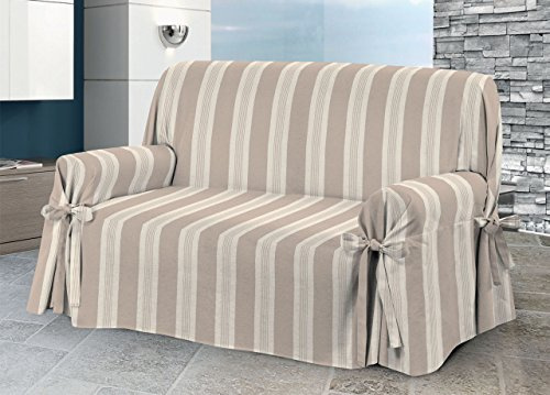 BIANCHERIAWEB Copridivano Fodera Telo Protezione Divano con Laccetti Fiocco Varie Fantasie 2 Posti Granc Beige