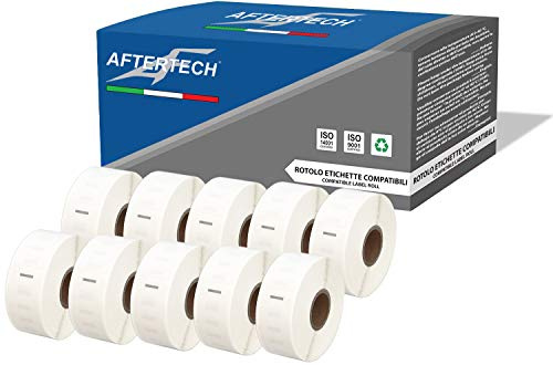 Aftertech 10x 11352 25x54mm Rotoli di Etichette adesive compatibili (500 Etichette/rotolo = 5000 totali) per Dymo LabelWriter Seiko SLP etichettatrici stampanti S0722520 10x11352