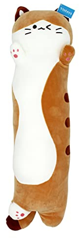 Vintoys Sleeping Cat Long Hugging Pillow Stuffed Animals Plush Soft Toy Brown 26