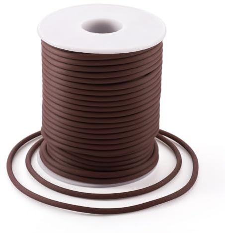 Craftdady 25m Hollow Pipe Tubing PVC Rubber Cord Rubber Tube Cord Wrapped Around For Memory Wire Necklace Bracelet Knitting, Saddle Brown