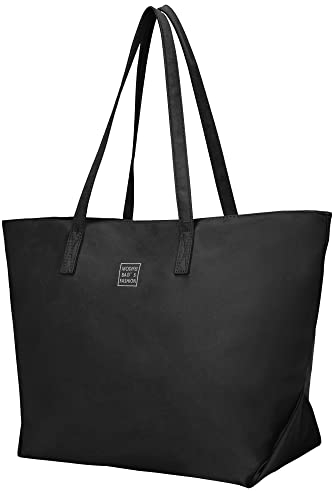 LIVACASA Tote Bags for Women,19.3 Inch Water Resistant Large Capacity Shoulder Bags with Zip and Pockets,Casual Shopping Bag for School Teacher and Laptop