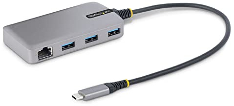 StarTech.com 3-Port USB-C Hub with Ethernet - 3x USB-A Ports, Gigabit Ethernet RJ45, USB 3.0 5Gbps, Bus-Powered, 1ft/30cm Long Cable - Portable Laptop USB Type-C Hub Adapter w/GbE (5G3AGBB-USB-C-HUB)
