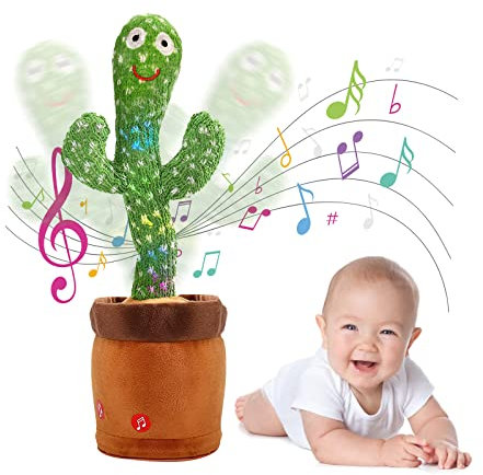 JISON21 Cactus Che Danza e Ripete Francese, Chi Parla 120 Canzoni con Funzione di Registrazione e Lettura, per Bambini, Adulti