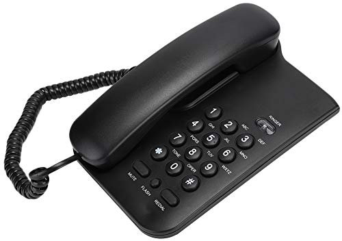Desktop Corded Telephone, Landline Telephone, Basic Landline Phone for Hotel Home Office, Landline Phone with Loud Volume, Mute, Flash, Redial (Black)