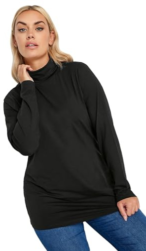 Yours Curve Long Sleeve Roll Neck Top - Women's - Plus Size Curve Black