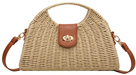 RMENGZHOUXI Kvinnor Crossbody-väskor Sommarvävt skal Handvävd väska Handgjord Mode Semester Casual Enkel Elegant Dam Halmväska