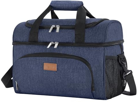 Lifewit Borsa Frigo, Borse Termica Morbida, Grande Borsetta Termiche Porta Pranzo, Cooler Bag con Doppio Scomparto per Mare, Spiaggia, Viaggio, Campeggio, Blu Scuro 23L