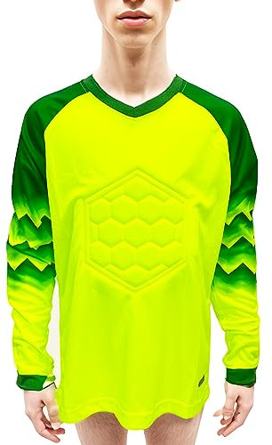 TACKTIMES Jungen Sportshirt Fußball Torwart Trikot Set Gepolstert Langarm Schutz Ausrüstung Anzug (DE/NL/SE/PL, Alter, 10 Jahre, Regular, Grün)