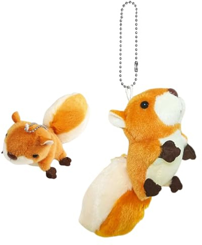 Jubilofex Llavero De Peluche Suave De Ardilla - Llavero De Ardilla Animal De Felpa, Llavero Suave De Animal Relleno De Ardilla, Colgante De Llave De Peluche Portátil Para Niños Y Niñas