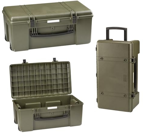 ZStyle Coffre Trolley Valise militaire Noir Airsoft Airsoft Roues Nautica Downhill Motocross Vélo, vert, Valise rigide avec poignée télescopique, roues et trous pour cadenas.