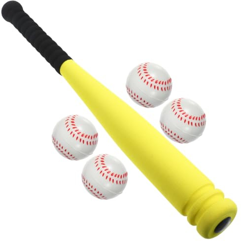PartyKindom Outdoor Baseball Bat und Ball Set für Kleinkinder Leichtes Langlebiges Interaktives Baseball Training Gelber Schläger mit Bällen Gartenspielzeug