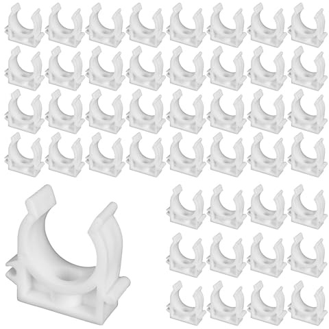 TONGIHS 45 pezzi Clip per tubi in plastica, Bianco Plastica Acqua Fissi Clip, Morsetto per Tubi 20mm, Morsetti a U Tubo per il Fissaggio di Tubi in Cucine,Bagni e Piscine(Senza viti)