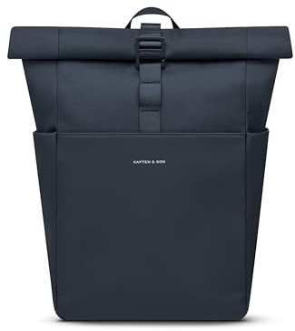 Kapten & Son Rucksack Lund Basic Navy Blue 14-16,5 L | Rolltop Rucksack Damen & Herren | Handgepäck Rucksack mit 14'' Laptopfach | Vegan & Wasserabweisend