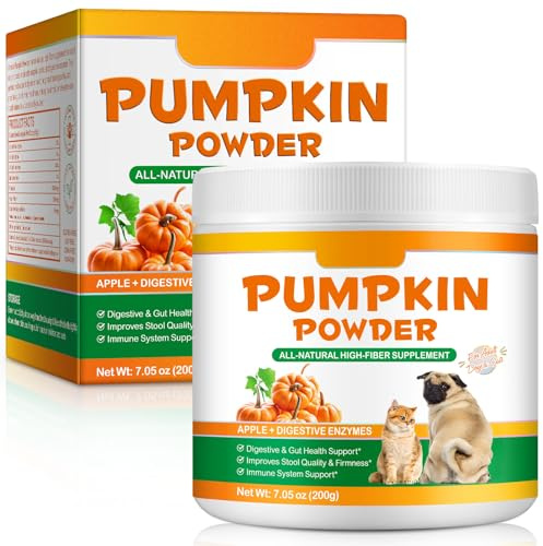 Pumpkin for Dogs and Cats, Organic Powder Pumpkin Puree Dog Food Toppers, Helps with Digestion, Nutrient Absorption, Diarrhea, Constipation & Upset Stomach, 200g