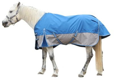LEAFOREST 1200D strapazierfähige Pferddecke, Wind-& wasserdichte atmungsaktive Outdoordecke, Pflegeleichte Regendecke für Pferde,ohne Füllung blaugrau 130cm