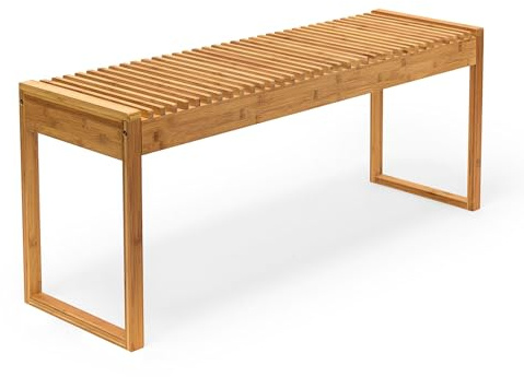 LOKLNEYK Sitzbank aus Bambus für den Innenbereich – Stabile Bambus Sitzbank für 2–3 Personen, Flurbank & Bettbank ohne Lehne, Hockerbank Wohnzimmer & Schlafzimmer, Natur, 120 cm