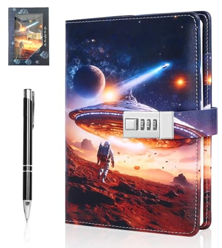 Folxakdis Journal Intime Garçon avec Cadenas Carnet Secret Intime Enfant Garçon Journal Intime Enfant Code Secret Des cadeaux sympas pour les garçons de 8-16 ans