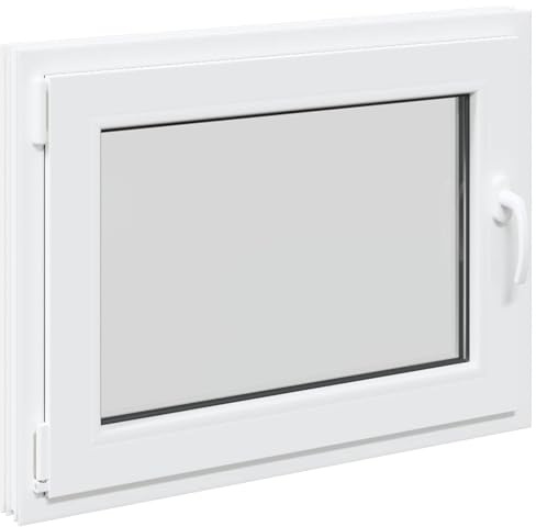 vidaXL Ventana de sótano RISOR 80 x 50 cm PVC y Vidrio Blanco, Sótano, Aislante Térmico Moderno y Duradero para Ventanas Eficientes, Accesorios de Vidrio PVC Aislantes