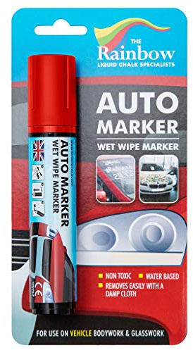 Window Markers for Glass Washable Car Window Paint Pen- Dry Erase Liquid Chalk Marker for Car Decorations on All Surfaces Tire, Windshield - Auto Marker, Autowriter, Rain Resistant (Red, Jumbo Tip)