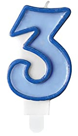 Vela numérica azul claro * Número 3 * aprox. 40 x 70 mm
