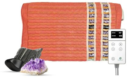 HealthyLine Far Infrared Heated Pillow - 18” x 10” x 4” Memory Foam Firm Mat Filled with Amethyst, Tourmaline and Obsidian Crystals – Negative Ion Therapy, EMF Blocking