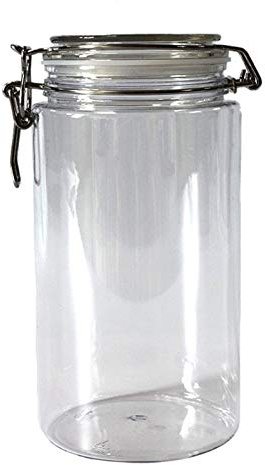YFairy - Storage Jar, 1500ML Plastic, Round, Clip Top Storage Jar, With Airtight Seal Lid, Food Container, Tableware Preserving, Kitchen Flour/Pasta/Spice Organizer