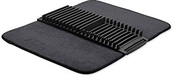 Umbra UDRY, 61 x 45,7 cm Gestell und Mikrofaser-Abtropfmatte, platzsparendes, leichtes Design, zusammenklappbar für einfache Lagerung, Schwarz