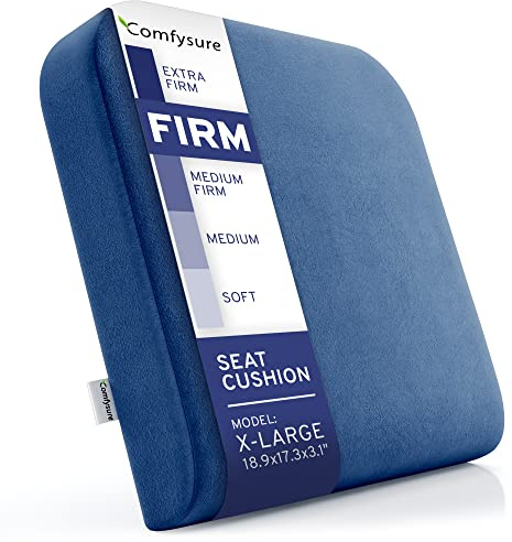 ComfySure Extra Large Wheelchair Seat Cushion - Firm Memory Foam Chair Pad for Wheelchair, Recliner, Office, Car & Bariatric Overweight Users 19”x17”x3”