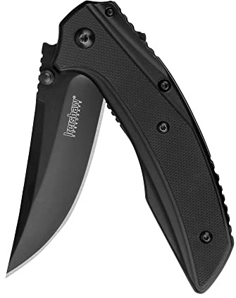 Kershaw Outright Pocket Knife, Black, 3 Inch Stainless Steel Trailing Point Plain Edge Blade, EDC with Assisted Opening, Deep-Carry Pocketclip, Everyday Carry Pocket Knife for Men and Women